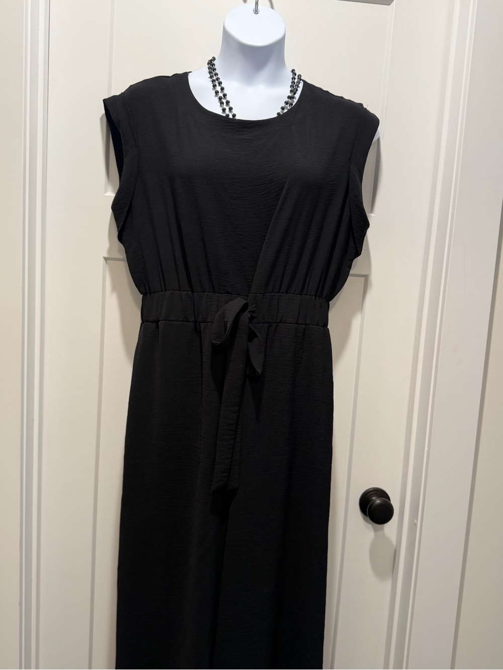 Calvin Klein Black Sleeveless Tie-Waist Jumpsuit